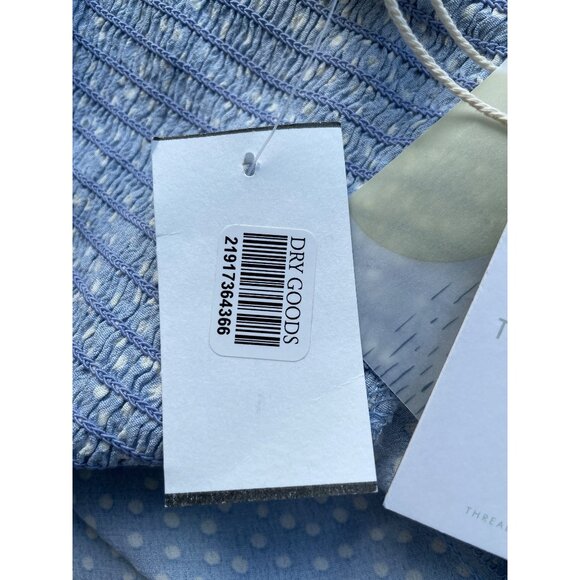 Thread and Supply Crop Tank Top Size Large Smocked Polka Dot Periwinkle Blue NEW - Picture 6 of 10